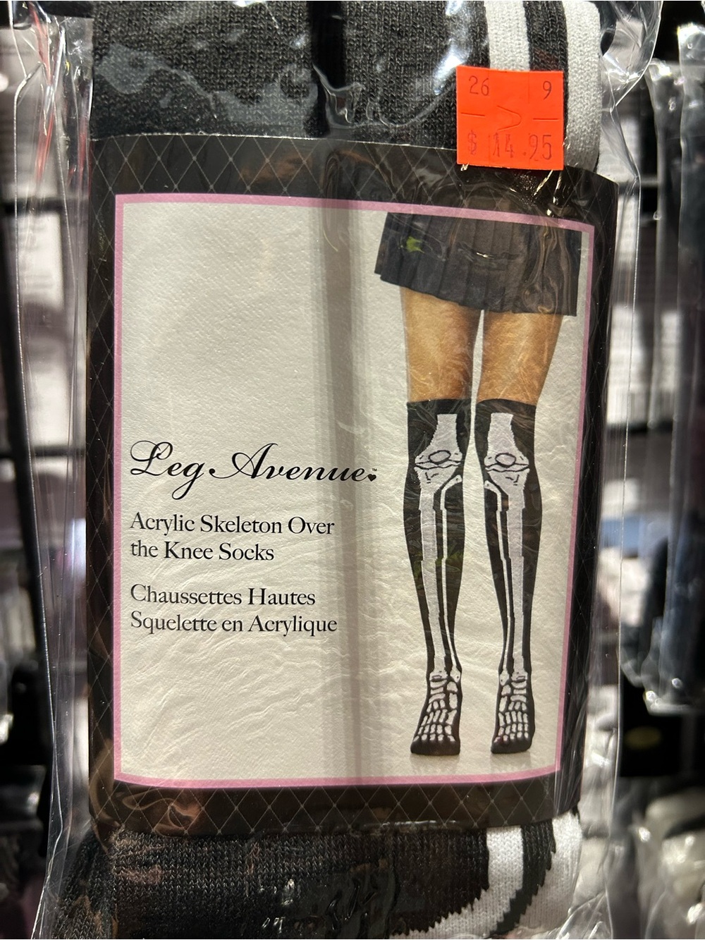 Leg Avenue Black and White Skeleton Over-the-Knee Socks